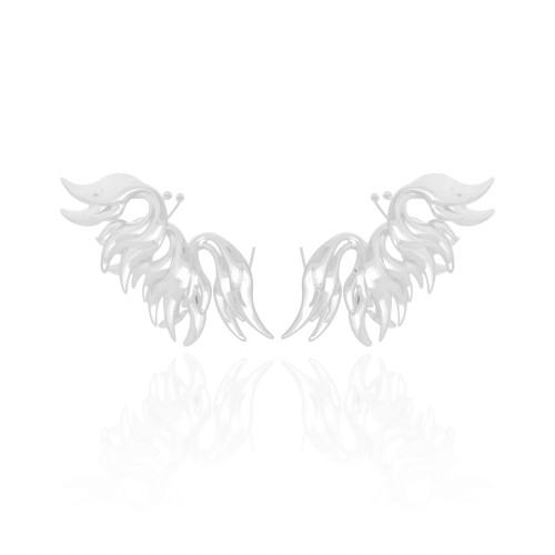 Brinco Ear Cuff Asa Lisa 6.5 cm Ródio Branco