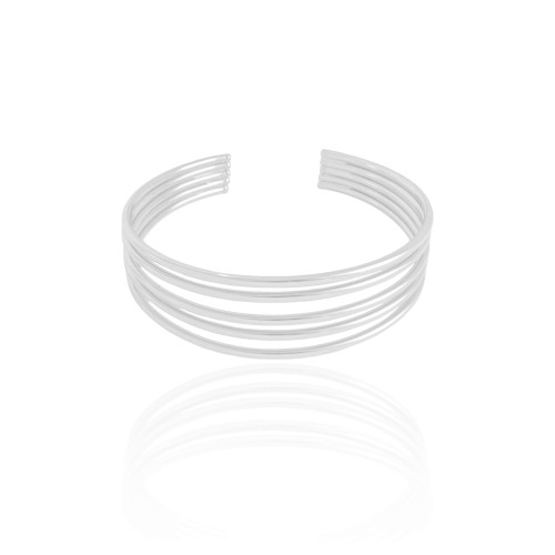 Bracelete Arcos de Tubo Ródio Branco