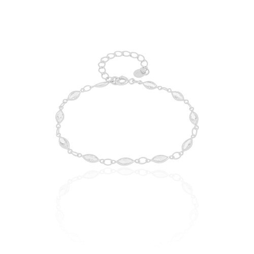 Pulseira Navetes Zircônia Ródio Branco