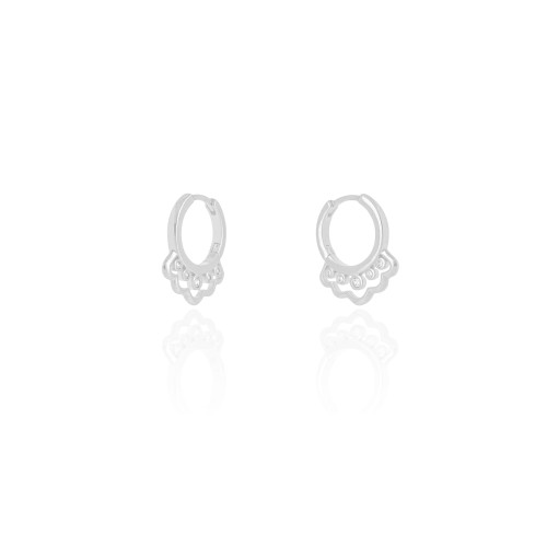 Brinco Argola Click Ponto de Luz Cristal Ródio Branco