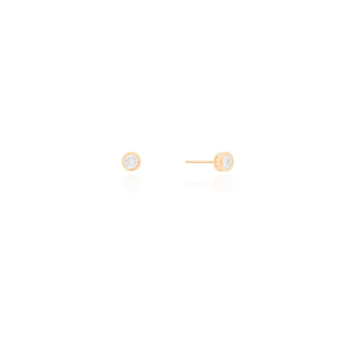 Brinco Ponto de Luz Cristal 5 mm Banhado a Ouro 18K