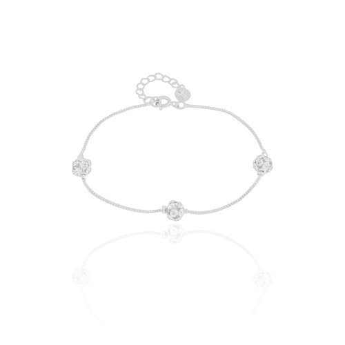 Pulseira Bola com Zircônia Cristal Ródio Branco