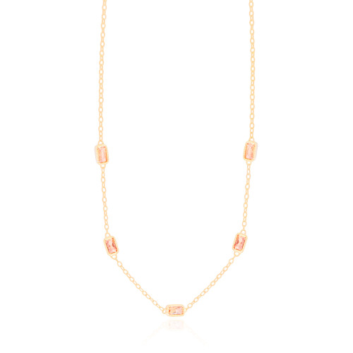 Gargantilha Baguetes Citrino Banhado a Ouro 18K - 40 cm