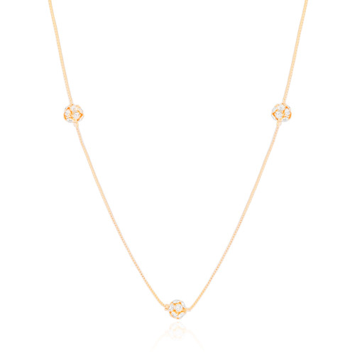 Gargantilha Bola com Zircônia Cristal Banhado a Ouro 18K - 40 cm