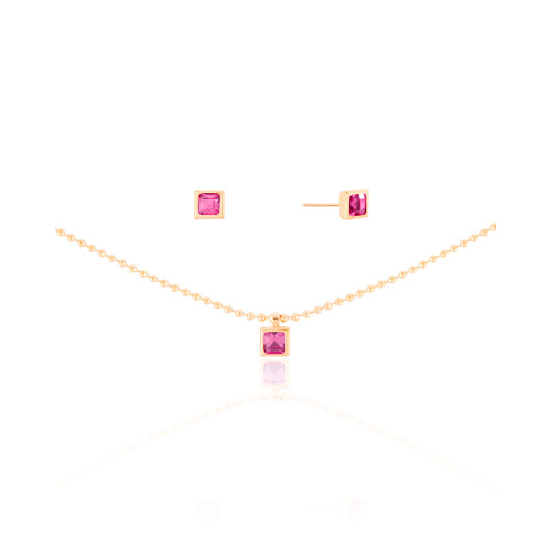 Conjunto Ametista Cravejado Banhado a Ouro 18K
