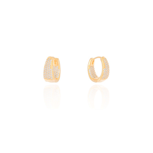 Brinco Argola Cravejada Cristal 1.6 cm Banhado a Ouro 18K