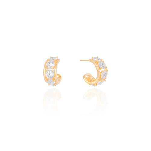 Brinco Argola Cristal Banhado a Ouro 18K