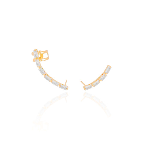 Brinco Ear Cuff Cristal Banhado a Ouro 18K