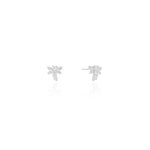 Brinco Abelha Cristal Ródio Branco