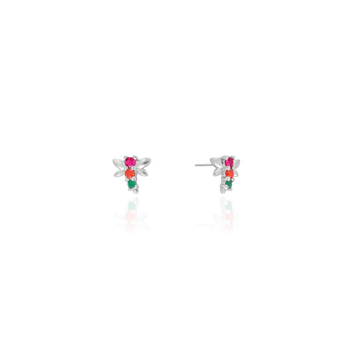 Brinco Abelha Colorida Banhado a Ouro 18K