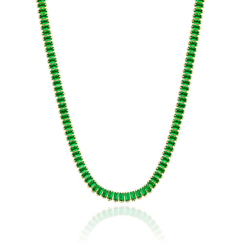 Choker Cristal Esmeralda Banhado a Ouro 18K