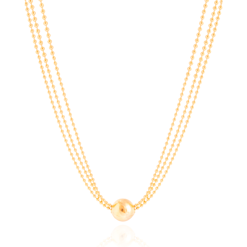Gargantilhas com Bola Central Banhado a Ouro 18K - 45 cm