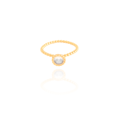 Anel Zircônia Cristal Tamanho 16 Banhado a Ouro 18K