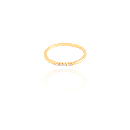 Anel Liso Cravejado Cristal Tamanho 22 Banhado a Ouro 18K