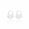 Brinco Argola Pérolas Penduradas Ródio Branco