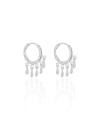 Brinco Argola Click com Gotas Lisas 2.5 cm Ródio Branco