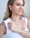 Choker Elos Ovais Lisos Ródio Branco
