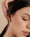 Ear Cuff Duplo 7 Filetes Liso Pressão Banhado a Ouro 18K