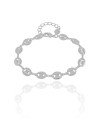 Pulseira Plaquinhas Lisas 7 mm Ródio Branco