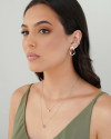 Gargantilha Dupla Veneziana Gota Lisa Cristal Ródio Branco