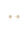 Brinco Pérola Achatada 8 mm Banhado a Ouro 18K