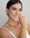 Pulseira Cascalhos Lisos Fecho Gravata Banhado a Ouro 18K