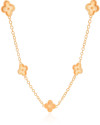 Gargantilha Longa Trevos Riscados Banhado a Ouro 18K - 80 cm