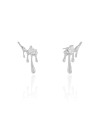 Ear Cuff Orgânico Derretido Ponto de Luz Cristal 2.5 cm Ródio Branco
