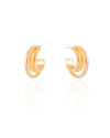 Brinco Argola Três Filetes Lisos 2.1 cm Banhado a Ouro 18K