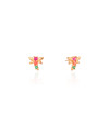 Brinco Infantil Libélula Colorida Banhado a Ouro 18K
