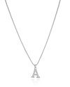 Gargantilha Veneziana Letra A Cravejada Cristal Ródio Branco - 45 cm