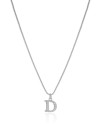Gargantilha Veneziana Letra D Cravejada Cristal Ródio Branco - 45 cm