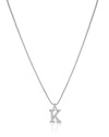 Gargantilha Veneziana Letra K Cravejada Cristal Ródio Branco - 45 cm