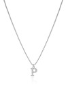 Gargantilha Veneziana Letra P Cravejada Cristal Ródio Branco - 45 cm