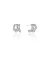 Brinco Argola Três Filetes Lisos 1.3 cm Ródio Branco