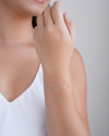 Pulseira Grumet Plaquinhas 2 mm Ródio Branco