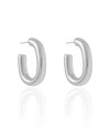 Brinco Argola Oval Tubo Liso ABS 3.8 cm Ródio Branco
