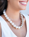 Gargantilha Bolas Lisas e Pérolas Ródio Branco - 40 cm
