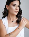 Pulseira Trevo Preto Fecho Gravata Ródio Branco