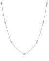 Gargantilha Longa Gomos Ovais 3 mm Ródio Branco - 70 cm