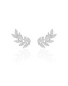 Ear Cuff Folha Navetes Cristal Ródio Branco