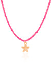 Choker Miçanga Rosa Estrela do Mar Banhado a Ouro 18K