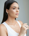 Gargantilha Gravata Bolinhas Pontos de Luz Cristal Ródio Branco