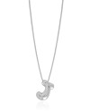 Gargantilha Veneziana Letra J 1.7 cm Bolha Ródio Branco - 45 cm