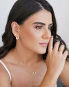 Anel Duplo Oval Cravejado Cristal Tamanho 20 Banhado a Ouro 18K