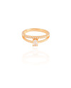 Anel Duplo Oval Cravejado Cristal Tamanho 20 Banhado a Ouro 18K