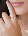 Anel Duplo Oval Cravejado Cristal Tamanho 22 Banhado a Ouro 18K
