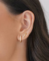 Brinco Argola Click Cravejado Cristal 1.3 cm Banhado a Ouro 18K