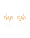 Ear Cuff Filetes Gota Cristal Banhado a Ouro 18K