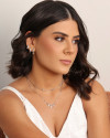 Brinco Argola Click Estrelas Cravejada Cristal 1.7 cm Ródio Branco
